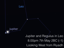 Jupiter and Regulus on 7th May 2BC