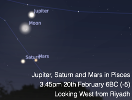 Jupiter, Saturn and Mars on 20th February 6BC